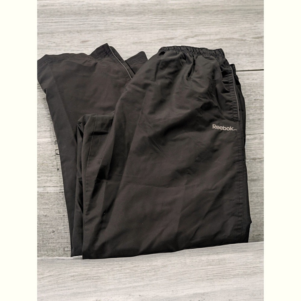 Reebok Lined Track Pants PLus Size 2X XX Windbreaker Black Athletic Joggers Zips